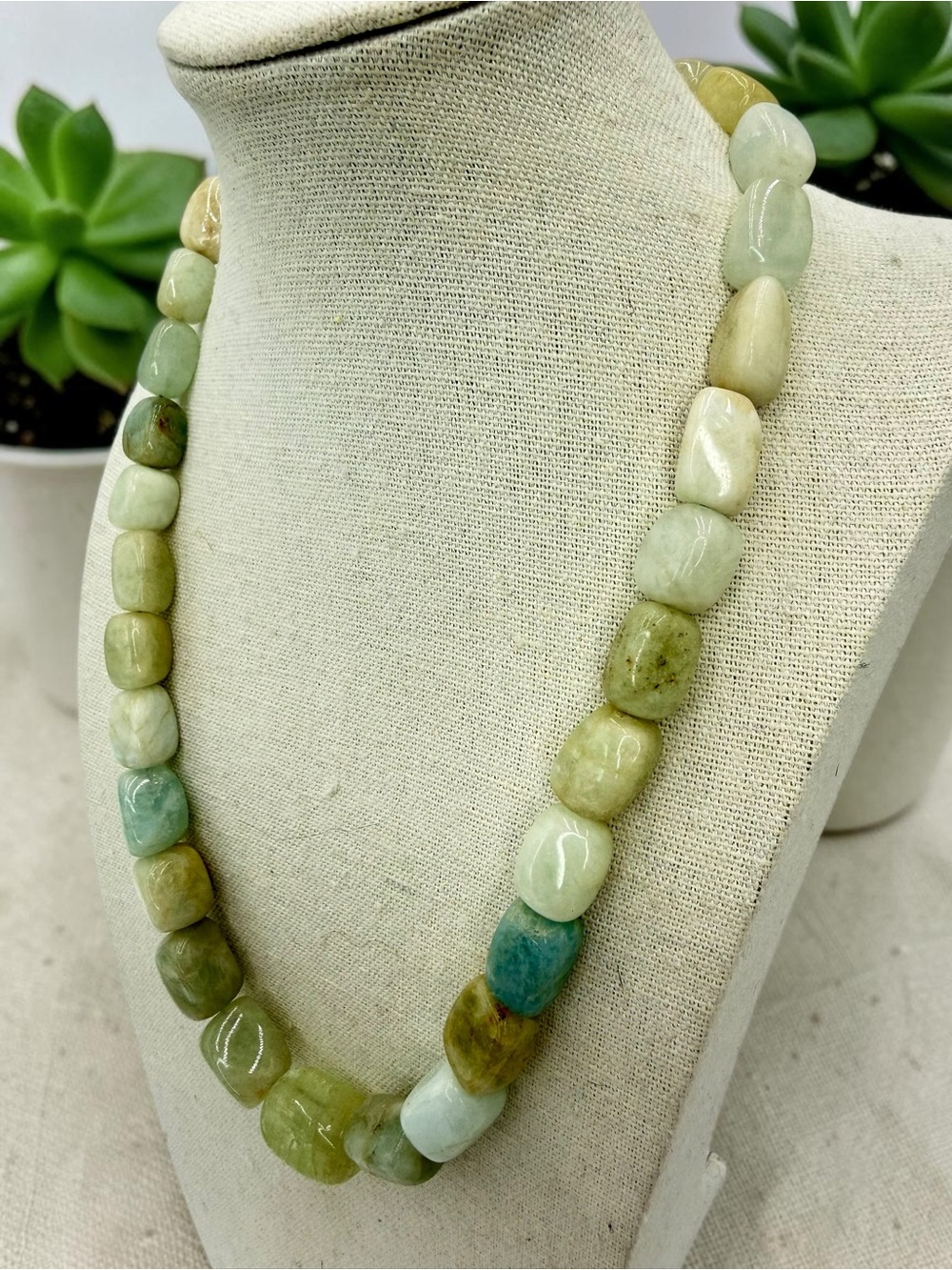 Jay King DTR Aquamarine Nugget Necklace Sterling 18-20” Blue Green Chunky Stones